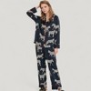 Anna-Kaci Lounge Women's Satin Zebra Print Pajama Set with Long Sleeve Button Up Shirt and Matching Relaxed Fit Pants - 2 of 4