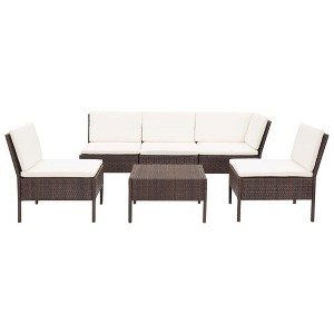 vidaXL Luxurious Patio Lounge Set, 6-Piece Poly Rattan Outdoor Furniture, Weather Resistant, with Comforting Cushions, in a Charming Brown Finish - 1 of 4