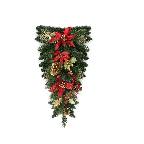 Northlight 20 Red Artificial Christmas Poinsettia With Gold Wrapped Pot :  Target