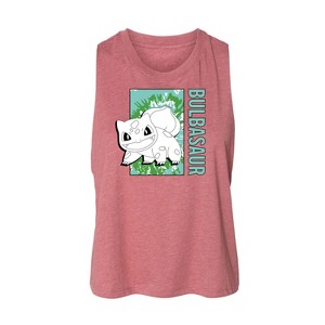 Women's Pokémon Tie Dye Bulbasaur Graphic Racerback Tank - Heather Mauve - Small - 1 of 2