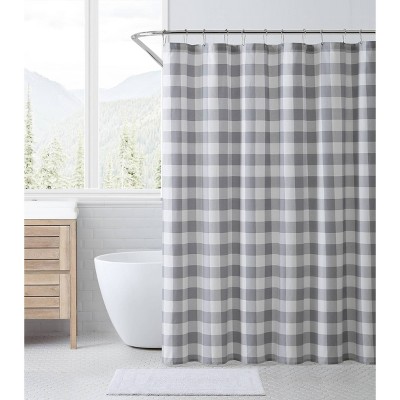 Cabin Plaid Shower Curtain Gray - Eddie Bauer