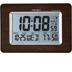 Seiko 10" Everything Digital R WAVE Clock - Brown - 1 of 4