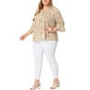 Agnes Orinda Women's Plus Size Pleated Ruffle 3/4 Sleeves Pintuck V Neck Floral Blouses - 2 of 4