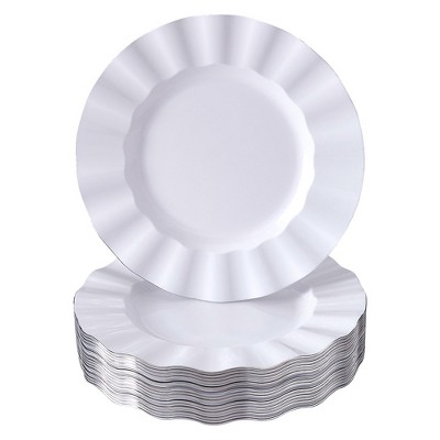 Silver Spoons Elegant Disposable Plastic Plates for Party, Heavy Duty Disposable Salad Plates (8.75"), (20 PC) - Veil