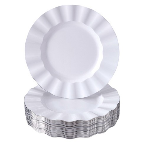 Silver Spoons Elegant Disposable Plastic Plates For Party, Heavy