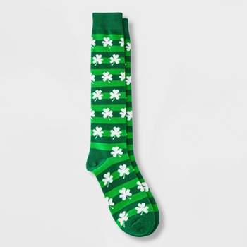 Women's Striped Shamrocks St. Patrick's Day Knee High Socks - Green 4-10