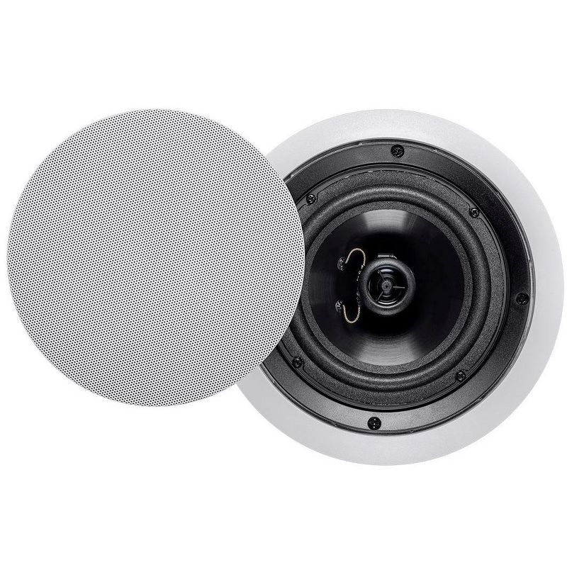 Monoprice 2-Way Polypropylene Ceiling Speakers - 6.5 Inch (Pair) With Paintable Grille - Aria Series, 1 of 7