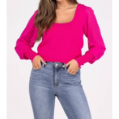 Women's Puff Long Sleeve Top - APRICOT
