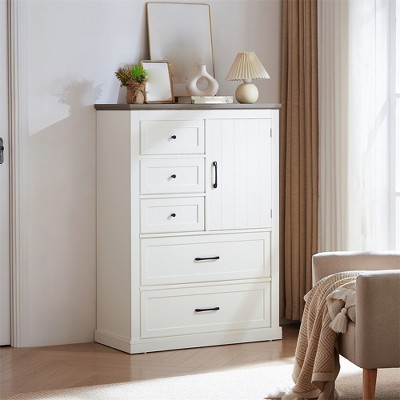 5 Drawer Dresser for Bedroom, 47" Tall Chest of Drawers with Handle, Wood Dresser Storage Cabinet,Bedroom Dresser for Closet Living Room Hallway