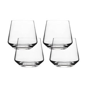 over&back Set of 4 13oz Clear Modern Contemporary Stemless Mouth-Blown Glassware Clear: Dishwasher-Safe, Lead-Free, Cold Beverages - 1 of 4