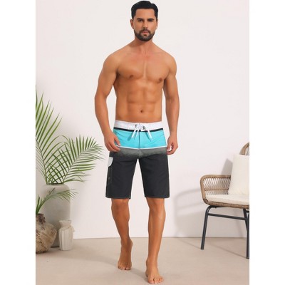 INSPIRE CHIC Men's Summer Colorblock Drawstring Shorts with Side Pocket 2 Packs 1 Blue Black 1 Dark Blue 36 — фото 2