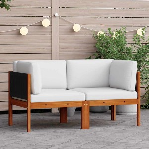 Corner Sofa Cream White Solid Acacia Wood, Rope Medium Modular vidaXL - 1 of 4