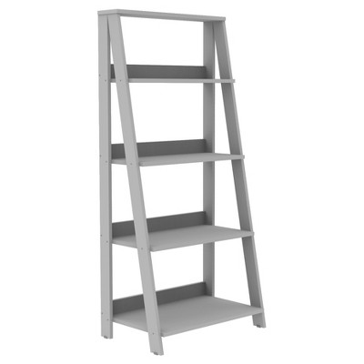 50" Thatcher Transitional Wood 4 Shelf Ladder Bookshelf Gray - Saracina Home