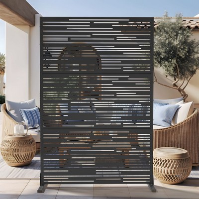 Dovelina Metal Outdoor Privacy Screen Freestanding Patio Decorative ...