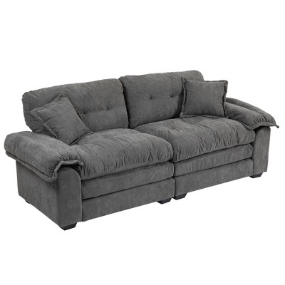 TiramisuBest 84" Chenille Sofa Small Sofa Loveseat Deep Seat Sofa Couch with 2 Throw Pillows & Memory Foam for Living Room Apartment Office