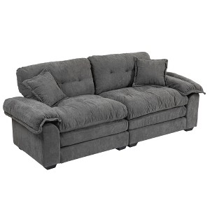 TiramisuBest 84" Chenille Sofa Small Sofa Loveseat Deep Seat Sofa Couch with 2 Throw Pillows & Memory Foam for Living Room Apartment Office - 1 of 4