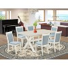 HomeStock 7-Piece Wire Brushed Linen White Finish Solid Wood Top Dining Table with 6-Chairs - 2 of 4