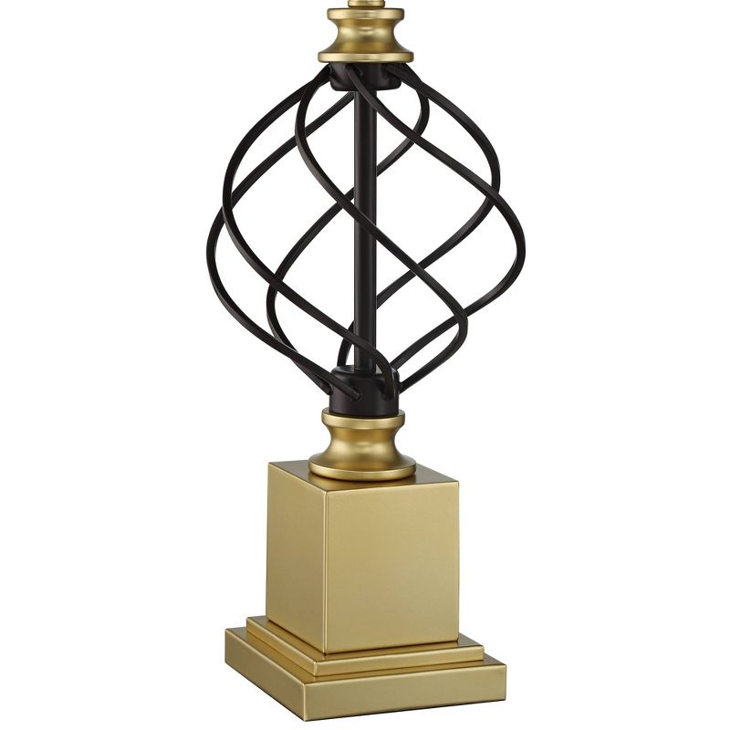 Regency Hill Traditional Table Lamps 31.5" Tall Set of 2 Gold Black Metal White Empire Open Cage Pedestal Living Room Bedroom House Bedside, 5 of 7