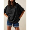 Imily Bela Womens Oversized Casual Summer Crew Neck Loose Dropped Short Sleeve Side Slit Hem Tunic Blouse Light - 2 of 4