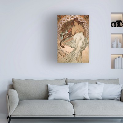 Alphonse Mucha Vintage Tan and Red Canvas Art