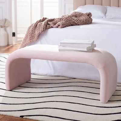 Tenko Light Pink Velvet Modern Accent Bench