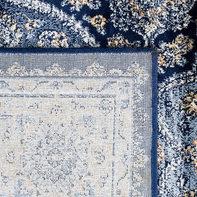 Handmade Ivory and Navy 5' x 7' Rectangular Viscose Area Rug