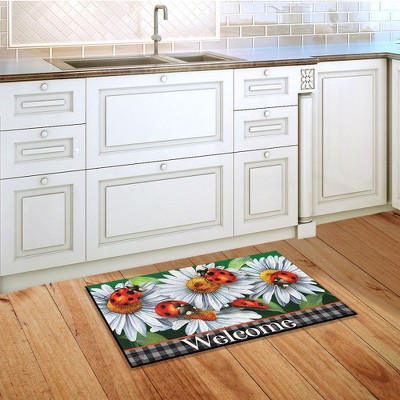Colorful Ladybugs and Daisies Rubber Welcome Doormat 30" x 18"