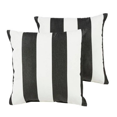 Sunbrella 2pk Cabana Classic Outdoor Throw Pillows Black/White