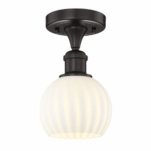 White Venetian - 1 Light Semi-Flush Mount In Modern Style-8.13 Inches Tall and 6 Inches Wide - 1 of 1