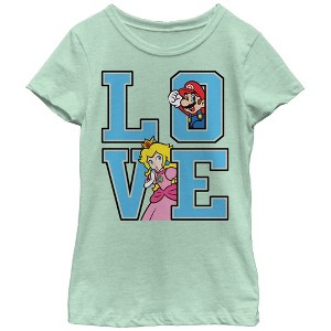 Girl's Nintendo Mario and Princess Peach Love T-Shirt - 1 of 3
