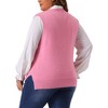 Agnes Orinda Women's Plus Size V Neck Knit Solid Classic Sleeveless Pullover Sweater Vest - 4 of 4