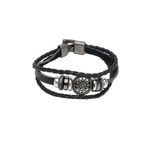 SOHI Women's Black Wheel Leather Bracelet - 1 of 3