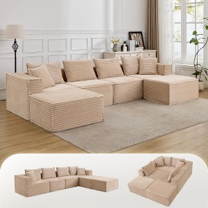 Modular Sectional Sofa,Modern Cloud Sectional Couch with Deep Seat, Boneless Couch with Chaise for Living Room Apartments Bedroom - 1 of 4