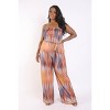 Slickblue Printed Smocked Tube Jumpsuit with Belt - Sleeveless High Waist Style, Blue/Orange, Size 1XL-3XL - 2 of 4