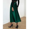 Women's 2025 Satin Midi Skirt - Elegant High Waist A-Line for Cocktail & Wedding Events Dark Green - 3 of 4