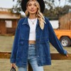Coolmee Women's Jean Jackets Trendy Button Up Denim Shirt Jacket Oversized Long Sleeve Coat Fashion Clothes with Pockets - 2 of 4