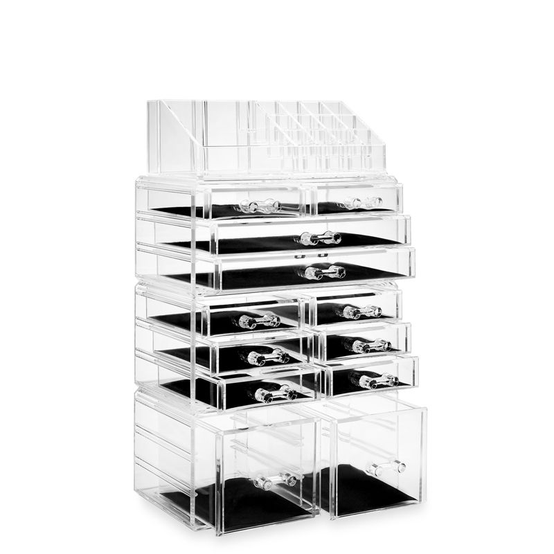 Casafield Makeup Cosmetic Organizer & Jewelry Storage Display Case, Clear Acrylic Stackable Storage Drawer Set, 2 of 8