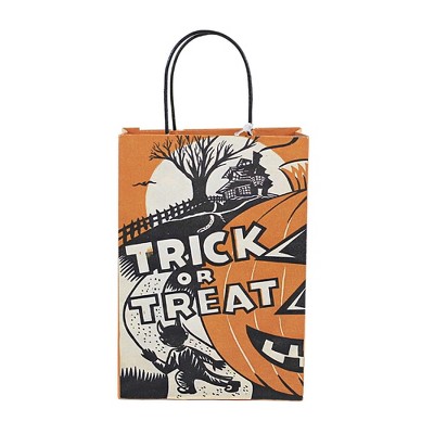 7.5 Inch Tin Treat Bag Bats Pumpkins Goodies Figurines