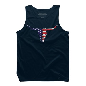 Men's Design By Humans July 4th American Flag Bull Horns Skull By rasok Tank Top - 1 of 2