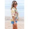 Amaryllis Women’s Multi Floral Print Puff Sleeve V Neck Embroidered Trim Lightweight Relaxed Fit Statement - 3 of 4