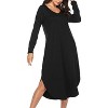 Ekouaer Womens Nightgown V Neck Nightshirts Long Sleeve Sleepwear with Pockets - 3 of 4