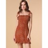 Allegra K Women's Printed Sleeveless Ruffle Tie Shoulder Summer A Line Mini Dress - 4 of 4