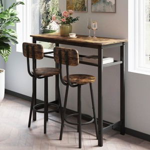 Bar table, equipped with 2 bar stools , with backrest and partition - 1 of 4