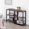 VECELO 3-Tier Industrial Versatile Side Nightstands Sofa Table with Large Storage for Living Room, Space Saving, End Table, Brown/Gray - 2 of 4