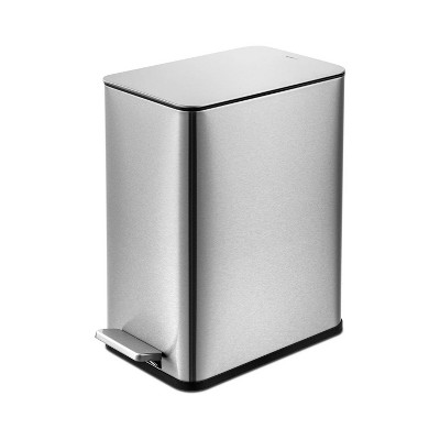 LunaLulinlk 2.6 Gallon Trash Can, Stainless Steel Step On Bathroom Trash Can, Silver