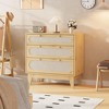 Rattan Nightstand with 3 Drawers, Modern Large Bedside Table Night Stand for Bedroom - 3 of 4