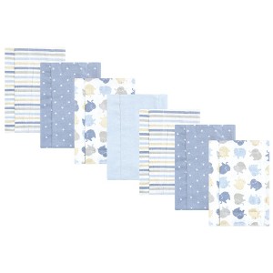 Hudson Baby Infant Boys Cotton Flannel Burp Cloths 7pk, Multi Color Boy Elephant, One Size - 1 of 4