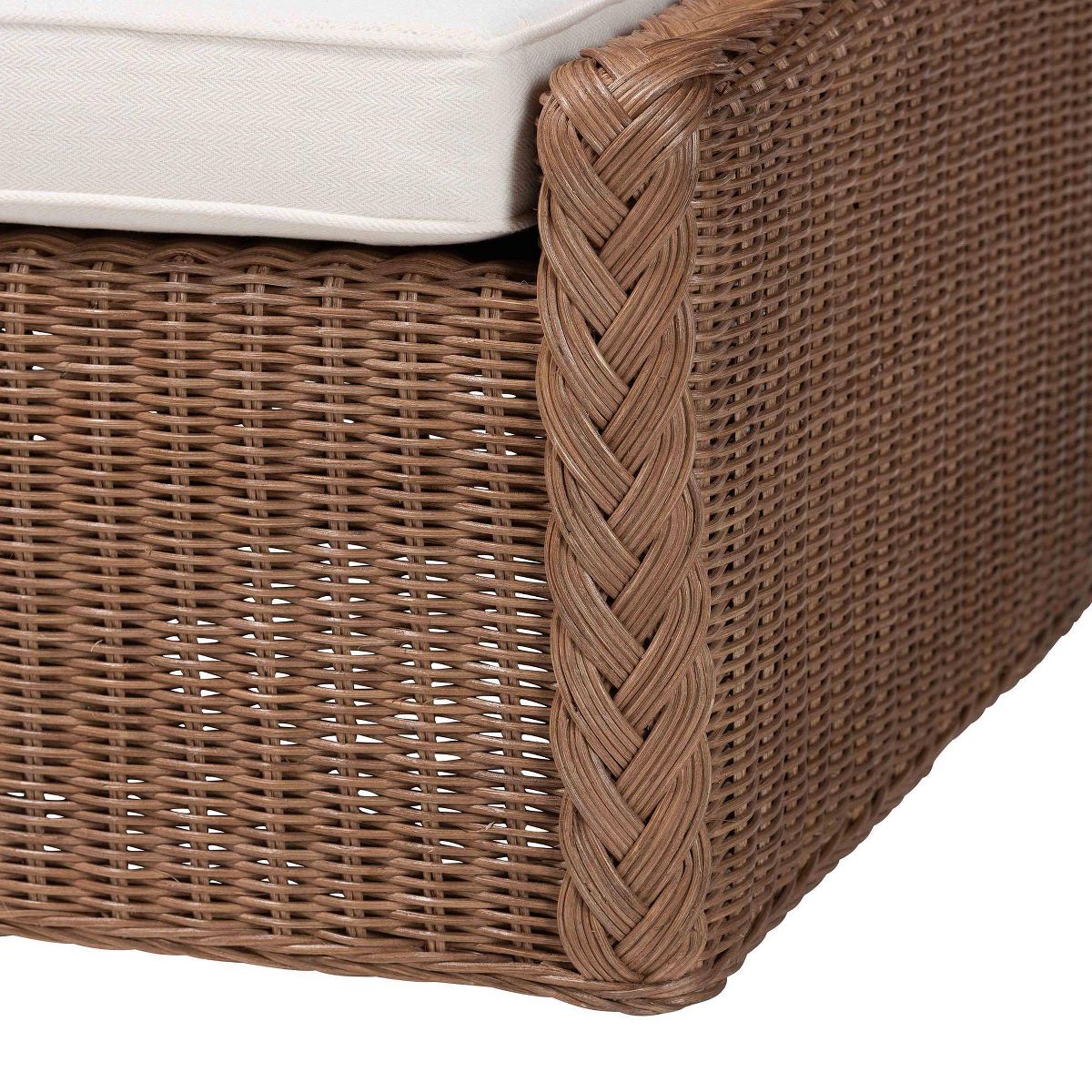 bali & pari Derris Bohemian Peanut Braided Rattan Footstool Peanut Brown - thumbnail 2