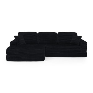 TiramisuBest 108" L Shape Modular Sectional Sofa Corduroy Compressed Couch Left/Right Seat Unfolds Queen Bed Living Room Bedroom Space Saver - 1 of 4