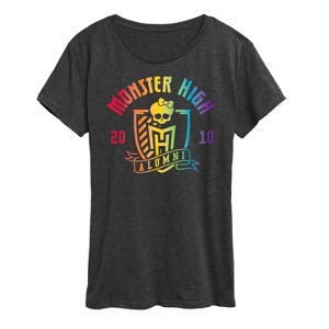 Women's Monster High Alumni Crest Pride Short Sleeve Graphic T-Shirt - Heather Charcoal - X-Large - 1 of 4